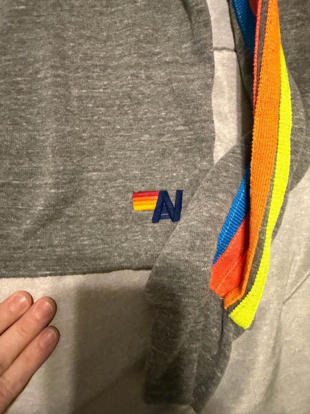Aviator Nation Gray Cropped Sweatshirt with Five Stripe - Picture 6 of 9